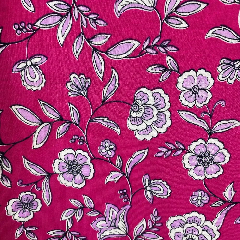 Ann Taylor LOFT Top Small Pink Floral Puff Sleeve Tee 100% Cotton